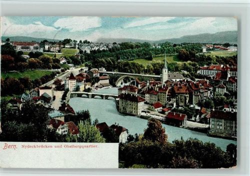Bern 1906 Nydeckbrücken und Obstbergquartier