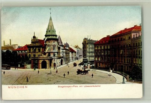 W8000 München Straßenbahn, Stiegelmayer-Platz 1905 AK Löwenbräukeller