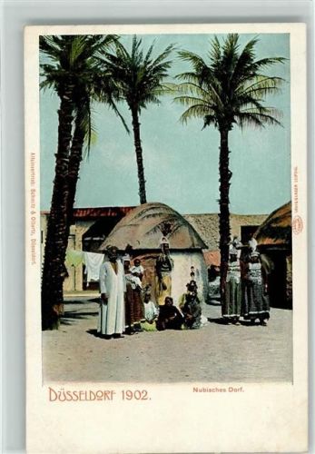 Düsseldorf Völkerschau - Nr. 66 Offiz. AK Gewerbe Ausstellung 1902 - Nubisches Dorf