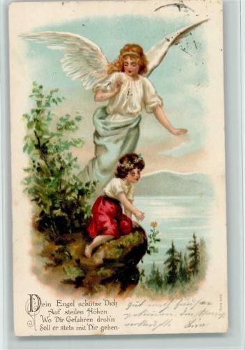 Kind in steiler Höhe, Engel beschützt das Kind 1905 AK
