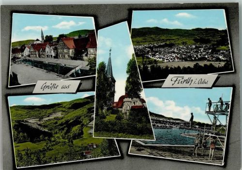 Fürth Gesamtansicht Ortsansichten Fachwerkhaus Kirche Schwimmbad Sprungturm Mehrfachaufnahme