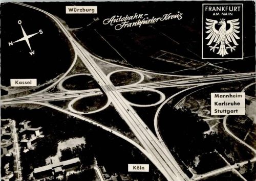 Frankfurter Kreuz Luftaufnahme Foto AK