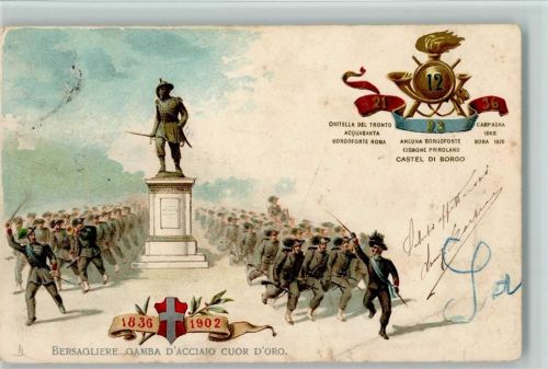 Italien 12. Reggimento 1836-1902 Bersagliere Gamba D Acciaio Cuor D Oro