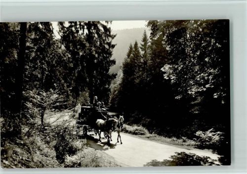 Fahrt mit der Kutsche im Scharzatal Fotokarte 1965 AK