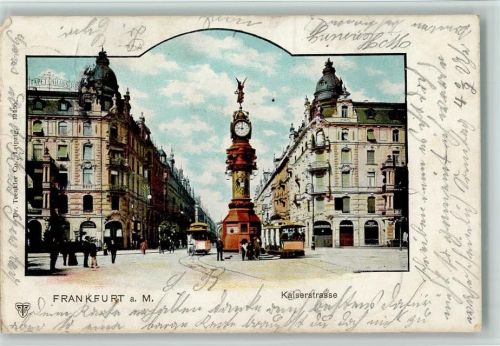 Frankfurt 1902 Kaiserstraße, Wettersäule , Straßenbahnen AK