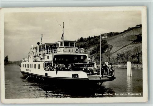 Fähre mit Autos zwischen Konstanz-Meersburg 1938 AK
