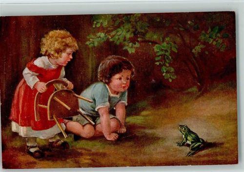 1917 Kinder bestaunen den Frosch Serie 1097-4 AK
