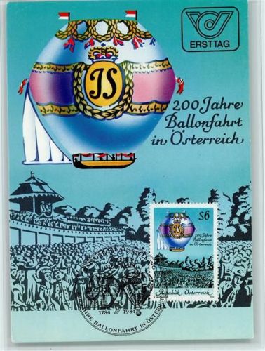 200 Jahre Ballonfahrt in Österreich 1984 mit Sonderbriefmarke und Sonderstempel