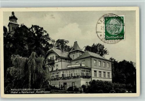 Augustusburg Restaurant Hotel Waldfrieden 1936 AK