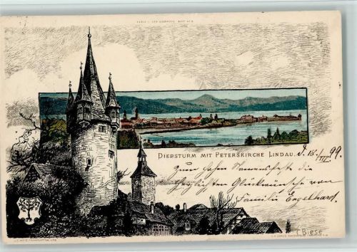Lindau Diebsturm - Litho Serie I der Bodensee Baltt 6? 1899 AK