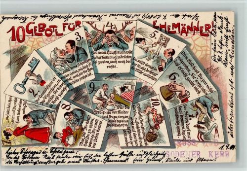 die 10 Gebote für Ehemänner 1902 AK