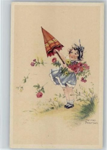 Mädchen mit Regenschirm und Rosen
