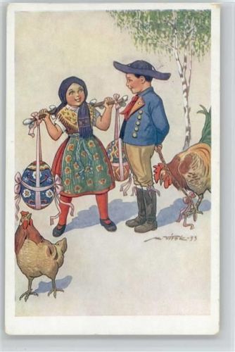 sign K. Vitek - Ostern - Vesele Velikonoce 1934 AK Trachten
