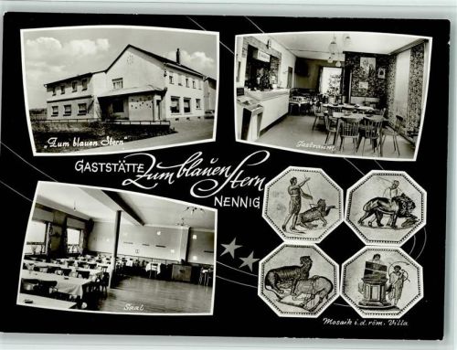 Nennig Gaststätte Zum blauen Stern Innenaufnahme Gastraum Saal Mosaik i. d. römischen Villa