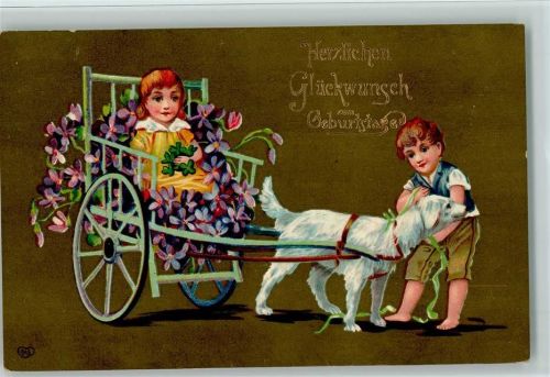 EAS Geburtstag - Hund zieht einen Blumenkarren