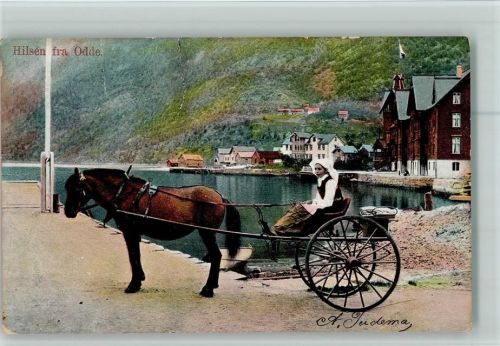Odda 1906 Frau Pferdewagen