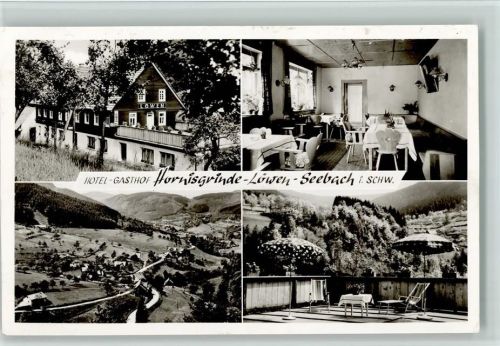 Seebach Hotel Hornisgrinde-Löwen mit Innenansicht ca 1960 AK