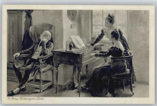 1915 sign Zewy - Verklungene Lieder - Frau spielt am Klavier - Klavierlehrerin