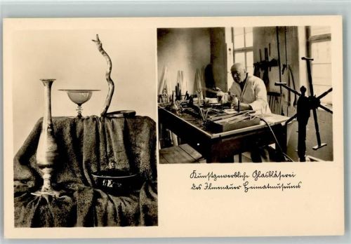 Glaskunst der Ilmenauer Werkstätten Foto ca 1954 AK Glasbläser