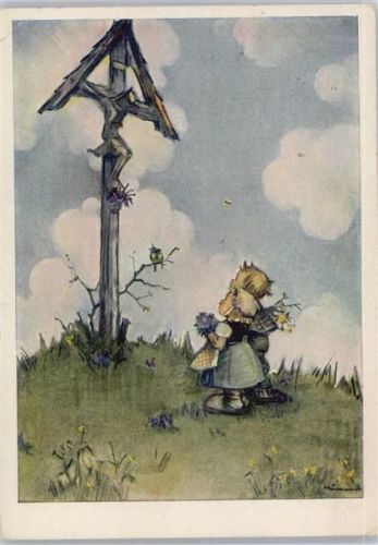 1957 sign Hummel - Kinder am Wetterkreuz Feldkreuz