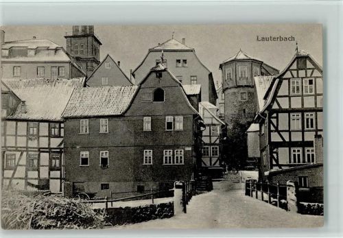 Lauterbach Teilansicht Fachwerkhaus Winteraufnahme
