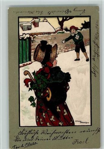 1905 Munk Nr. 232 - Schneeball werfen - Weihnachten AK