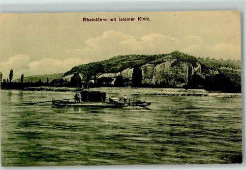 79588 W7859 Istein , Markgräflerl - Rheinfähre mit Isteiner Klotz