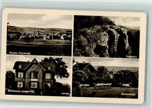 Worbis 1953 Restaurant Iberg, Gartenlokal, Landpoststempel Gerterode über Leinefelde