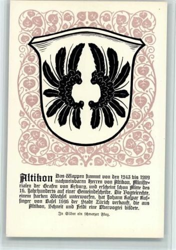 Altikon Zürcher Gemeindewappen Serie XI Nr. 53, sehr gute Erhaltung AK