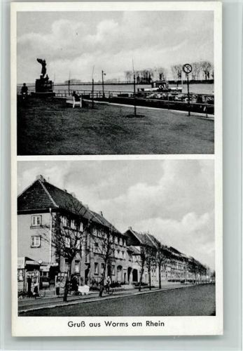 Worms 1958 Hafenpartie, Strassenpartie, gute Erhaltung AK