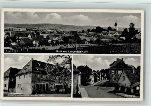 Langenfeld 1960 Bäckerei Handlung Hans Schneider, Dorfpartie, gute Erhaltung AK