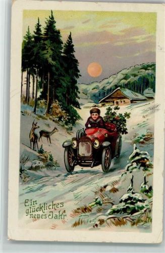 1914 Verlag EAS Neujahr - Kind im Automobil