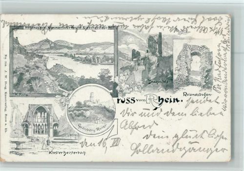 Königswinter 1898 Gruss aus - Gruss vom Rhein - Kunstverlag Heeg Nr. 504 AK