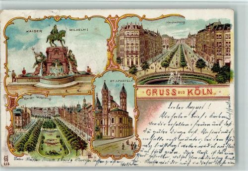 Köln Hohenstaufenring 1901 Kaiser Wilhelm I. Denkmal Hohenstaufenring Kaiser Wilhelmring St. Aposteln 4-Bildaufnahme
