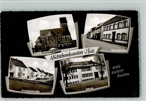 Hütschenhausen Kirche Hauptstraße Friedensstraße Schule 4-Bildaufnahme