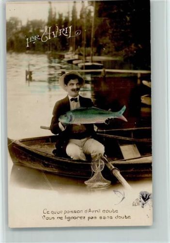 Fotomontage - Fischer im Boot mit großen Fisch