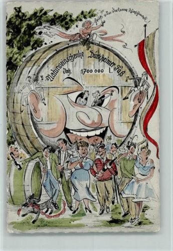 Bad Dürkheim 1959 Weinschenke im großen Faß AK