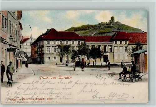 Durlach 1904 Straßenpartie AK