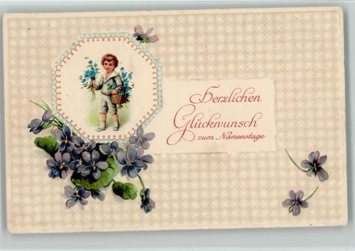 Kind mit Vergissmeinnicht - Blumen Veilchen G.G.K. Nr. 714 AK