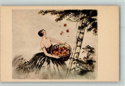 Paris Gravures - Erotik, Frau pflückt Äpfel , gute Erhaltung