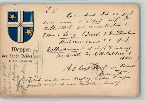 Deidesheim 1906 Stadtwappen AK