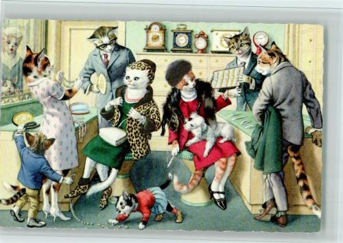 Serie 2282-5 Katzenfamilie beim Juwelier - gute Erhaltung