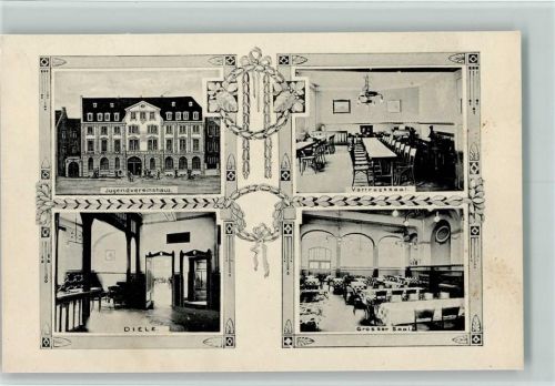 Köln Lövenich 308 1909 Jugendvereinshaus mit Innenansichten - christlicher Verein junger Männer - Antoniterstr. , Eckknick
