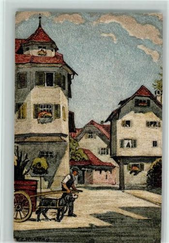 Luzern 1955 Chorherrenhäuser - Hundekarren - Künstlerkarte