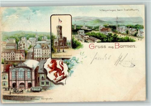 Barmen 1897 Villen, Barmer Bergbahn u. Straßenbahn, gute Erhaltung AK