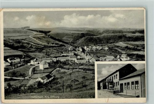 Outscheid 1951 Teilansicht, Gasthaus Adam Reuter , 2 Eckknicke
