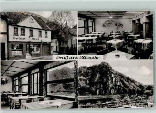 Altenahr Gasthaus Mönch Café Innenaufnahmen Gastraum Ortsansicht 4-Bildaufnahme