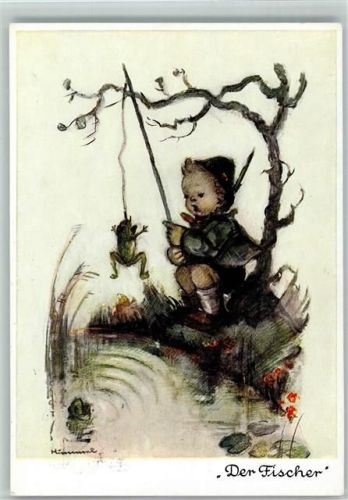 sign Hummel - Der Fischer - Frosch an der Angel 1963 AK