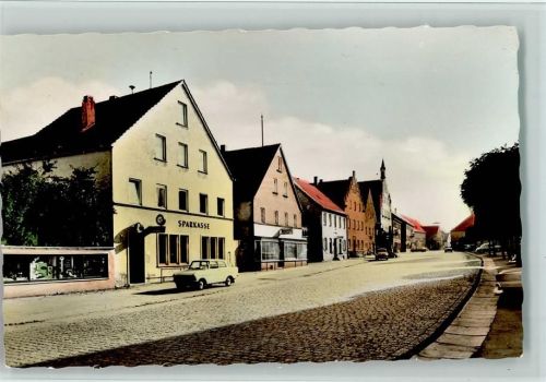 W8301 Langquaid Sparkasse, Straßenpartie, gute Erhaltung AK Sparkasse 1962 Foto AK