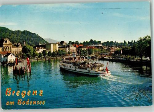 Bregenz Ausflugsdampfer kommt zurück - Anlegestelle ca 1980 AK